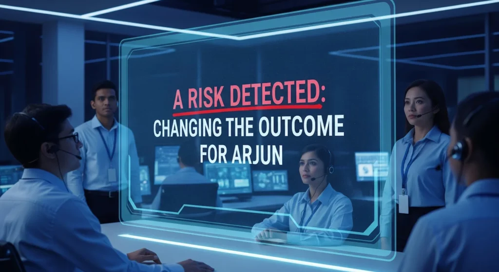 image showing we detected risk for arjun's hospital readmission using the predictive model for hospital readmission.